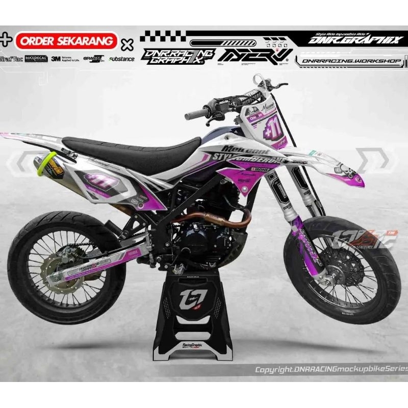Decal Dtracker, Klx, Gordon, Crf Supermoto/Motocross White Purple