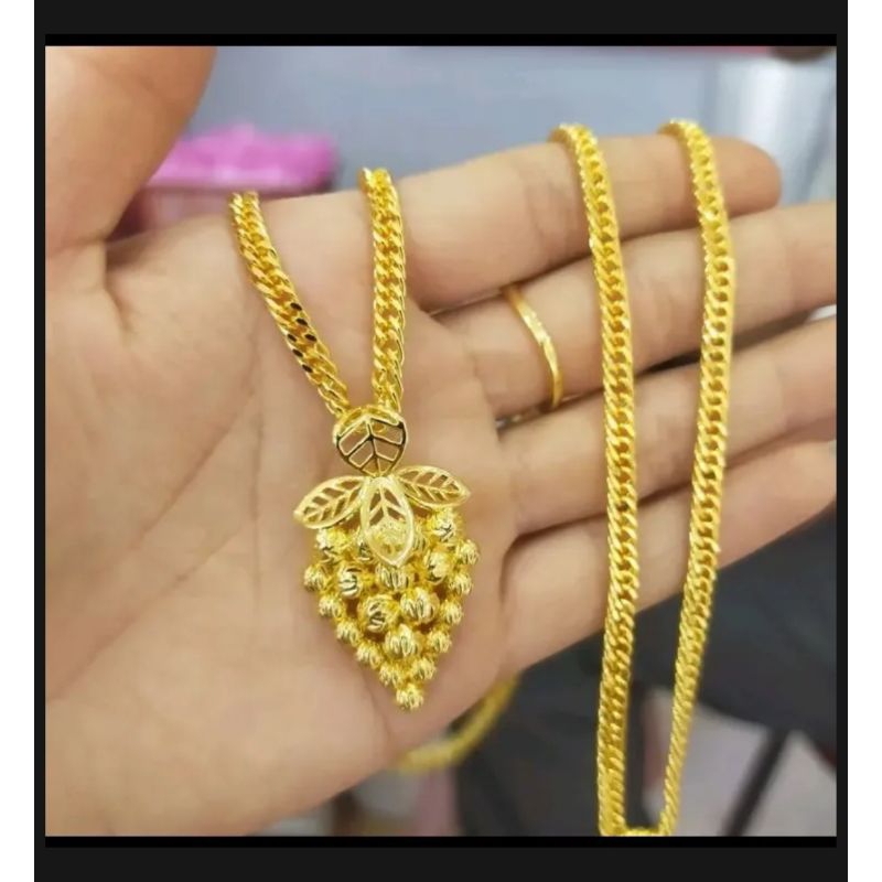 KALUNG RANTAI PIPI PLUS LIONTIN ANGGUR YXY KUNING EMAS