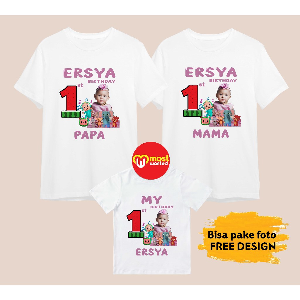 Baju Couple Keluarga Kaos Family Ulang Tahun Komunitas Kelompok Motif Cocomelon 9