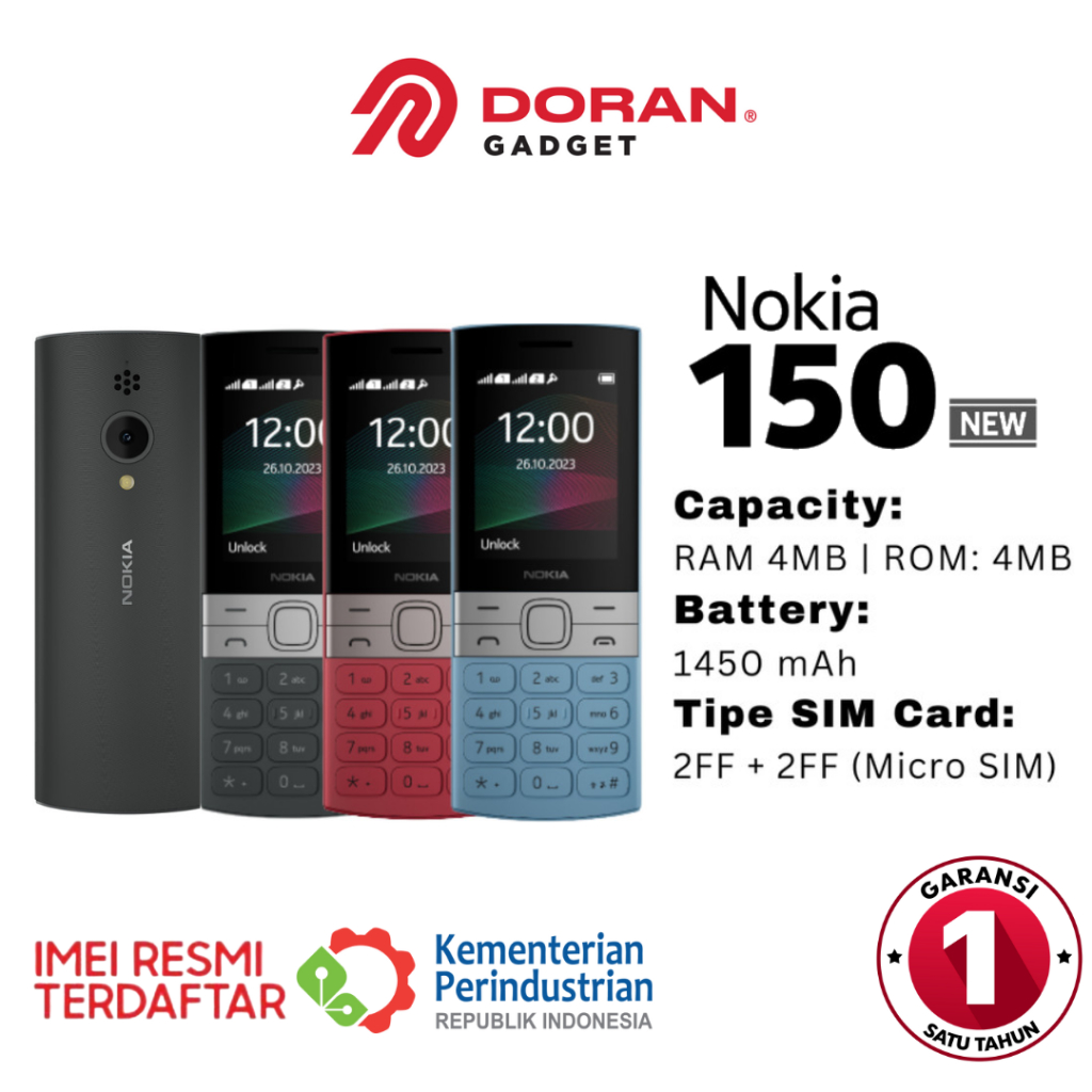 Handphone HP Nokia 150 (2023) New Dual SIM - Black | Blue | Red - Garansi Resmi TAM 1 Tahun-1