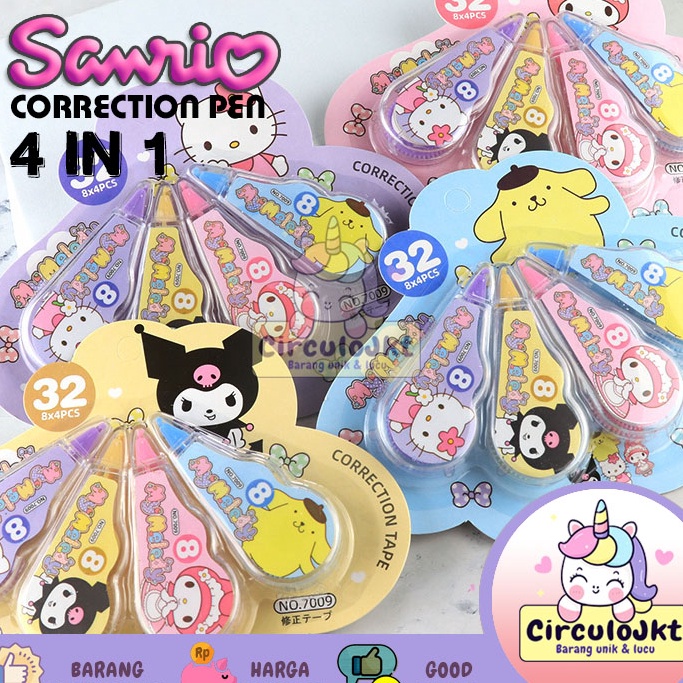 

Ready Stock TIP X Correction Tape 4in1 SANRIO 7009 / Correction Tape Fancy 4in1