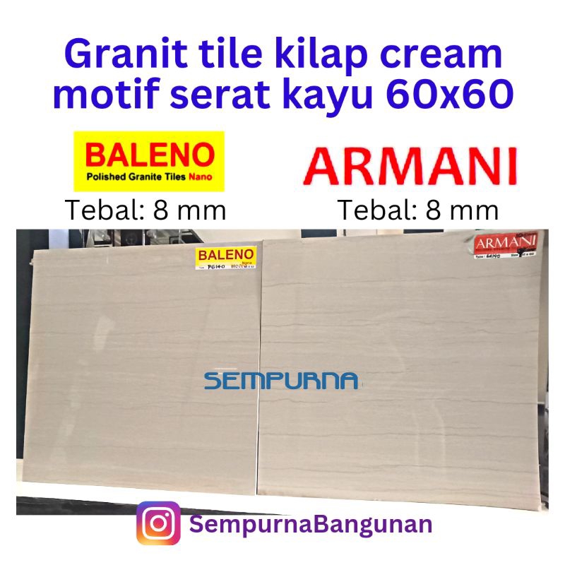 Granit granite tile lantai dinding tembok kilap glossy cream krem motif serat garis kayu Baleno P614