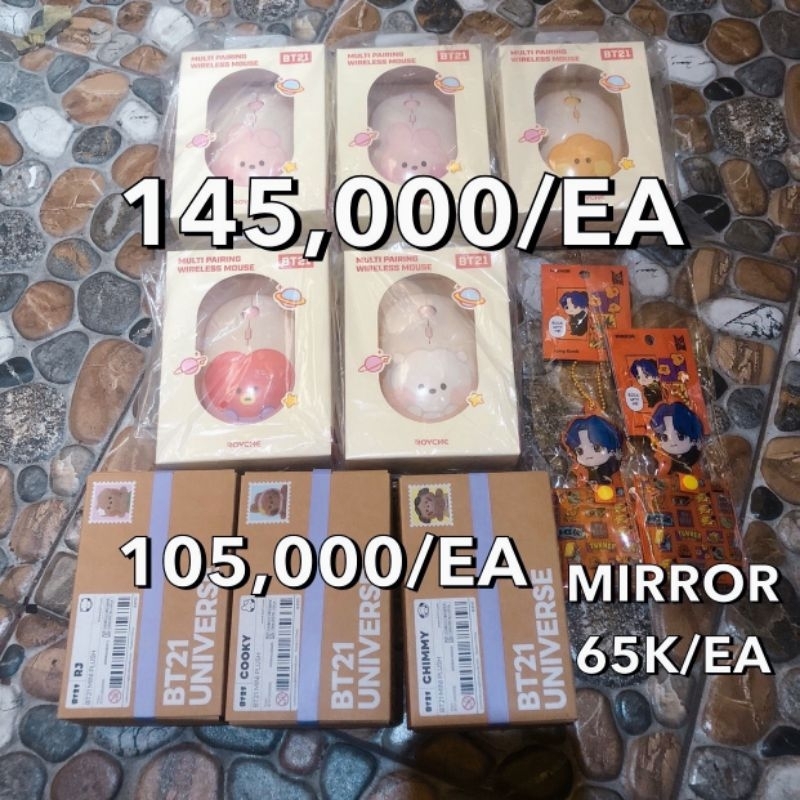[READY STOCK] BT21 MININI MOUSE MINI PLUSH SUMMER TATA COOKY SHOOKY RJ CHIMMY TINYTAN MIRROR JUNGKOO