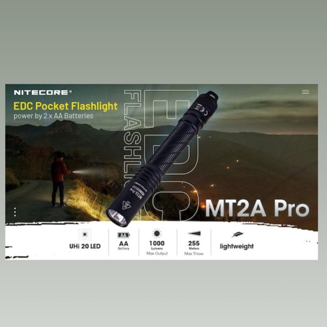 Senter Pocket EDC NITECORE MT2A PRO by 2AA Batteries
