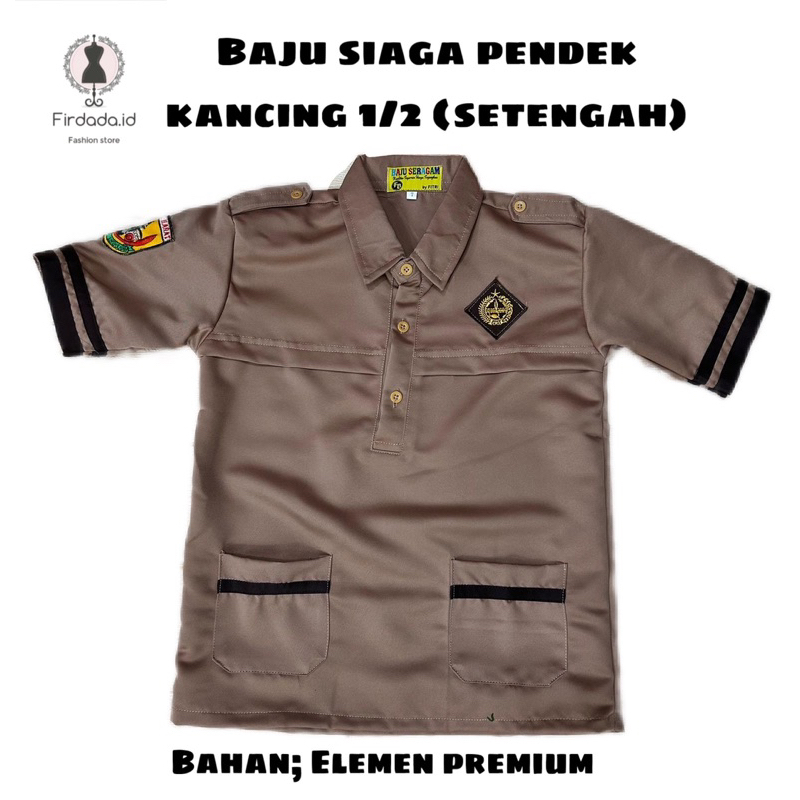 Baju pramuka siaga kancing setengah tangan pendek bahan elemen