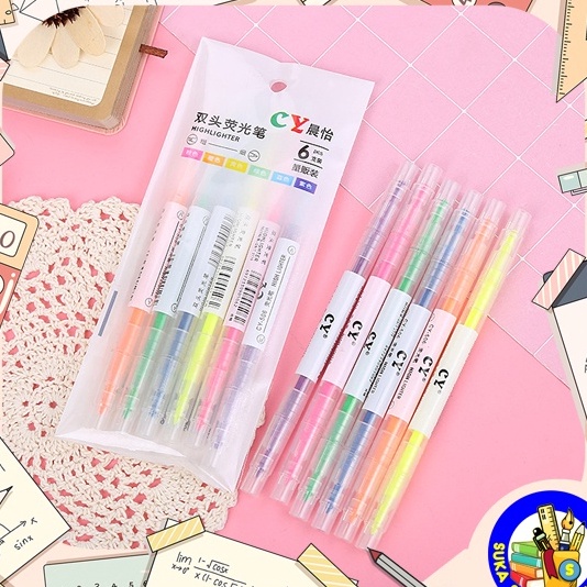 

Baru Highlighter Double Tip 6pcs S0174