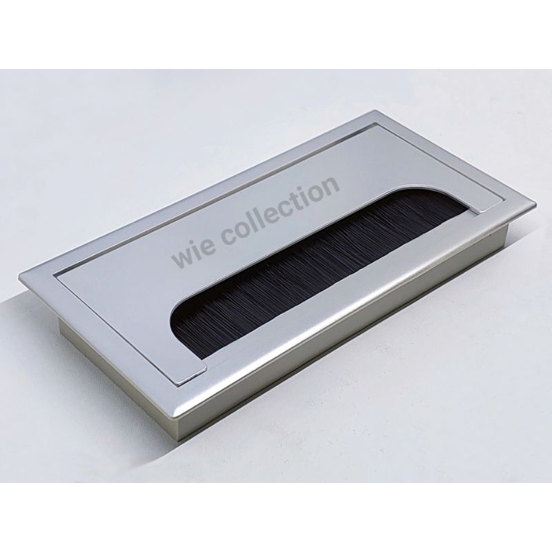 TUTUP LUBANG KABEL MEJA KOTAK / GROMMET CABLE SQUARE / TUTUP WAYAR KOTAK PLASTIK SILVER