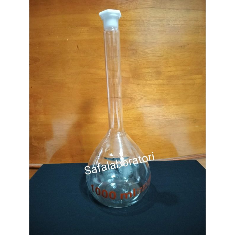 Labu Ukur 1000Ml / Volumetric Flask 1000Ml Plastik Stopper Pyrex
