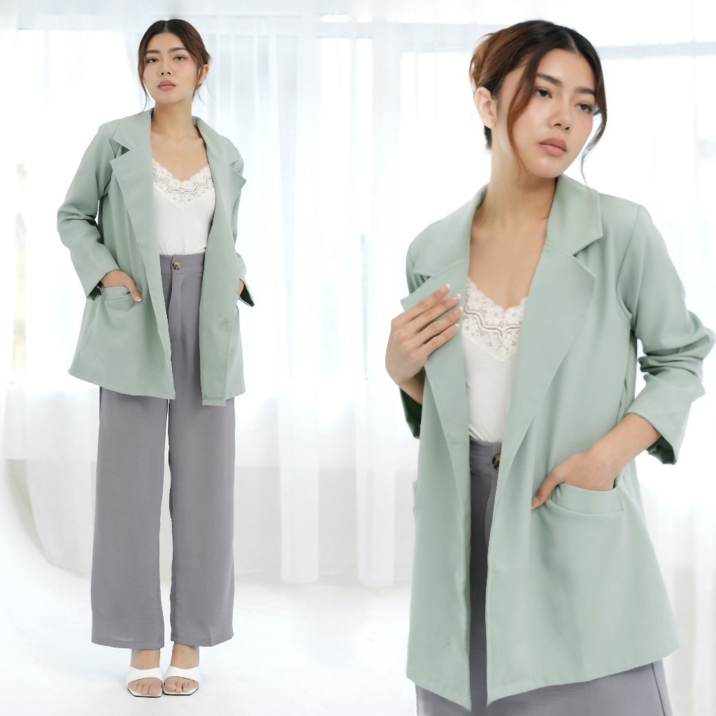 Seller©HAWARI FASHION - BLAZER SCUBA - BAJU ATASAN BLAZER WANITA KOREA TERBARU 2023 BAHAN SCUBA PREM