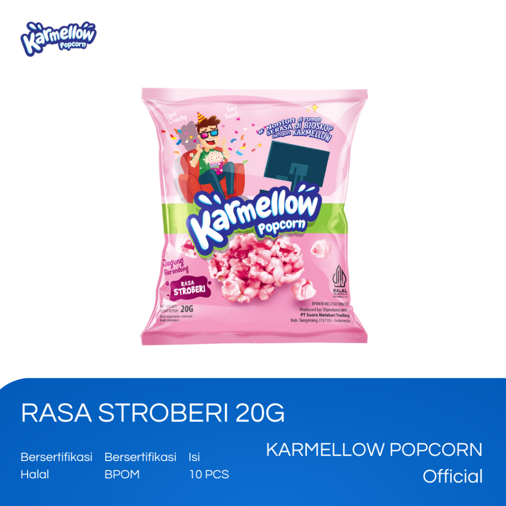 

Karmellow Popcorn Stroberi Renceng 20g