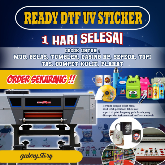 

1 HARI SELESAI - Cetak Stiker Sablon Film DTF UV A3 A4 A5