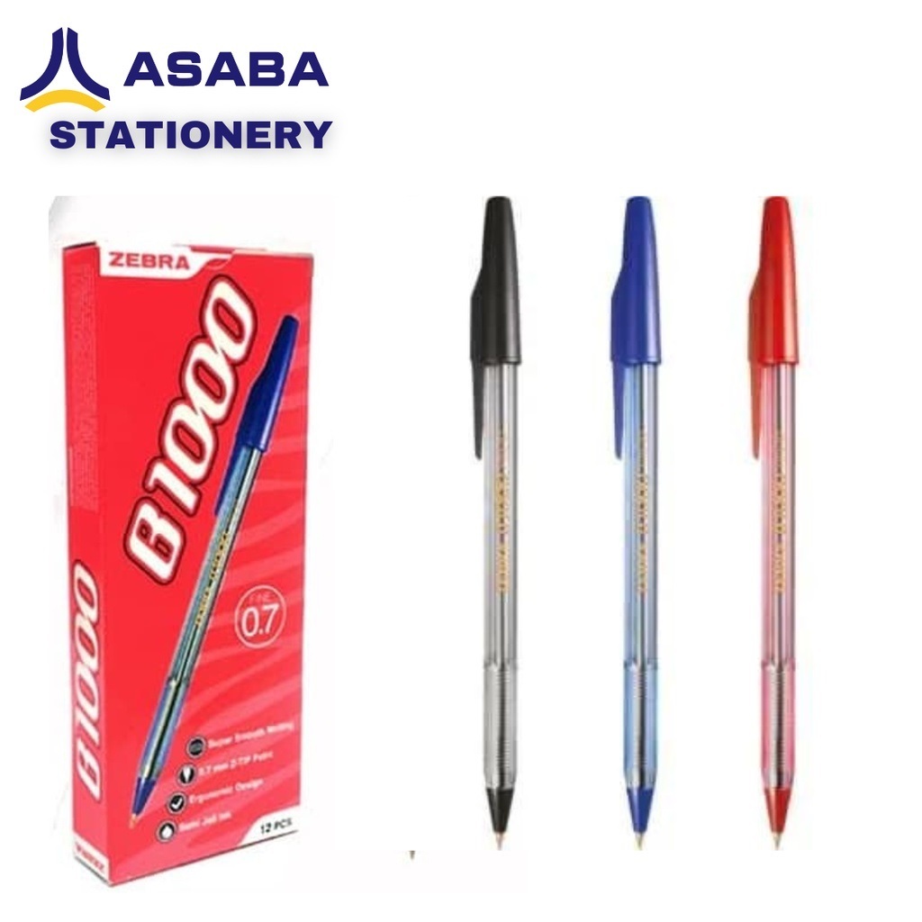 

Asaba Stationery - Pen/Pulpen/Bulpen Zebra B-1000 07mm - 1 Lusin isi 12pcs