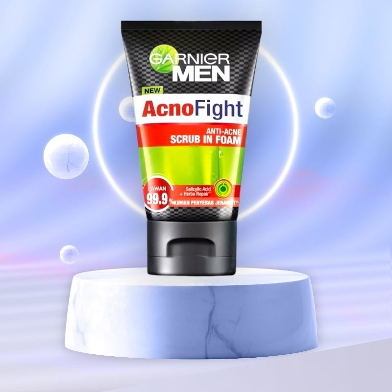 GARNIER MEN ACNO FIGHT ANTI-ACNE SCRUB IN FOAM 100ml / Sabun cuci Muka 100 ml
