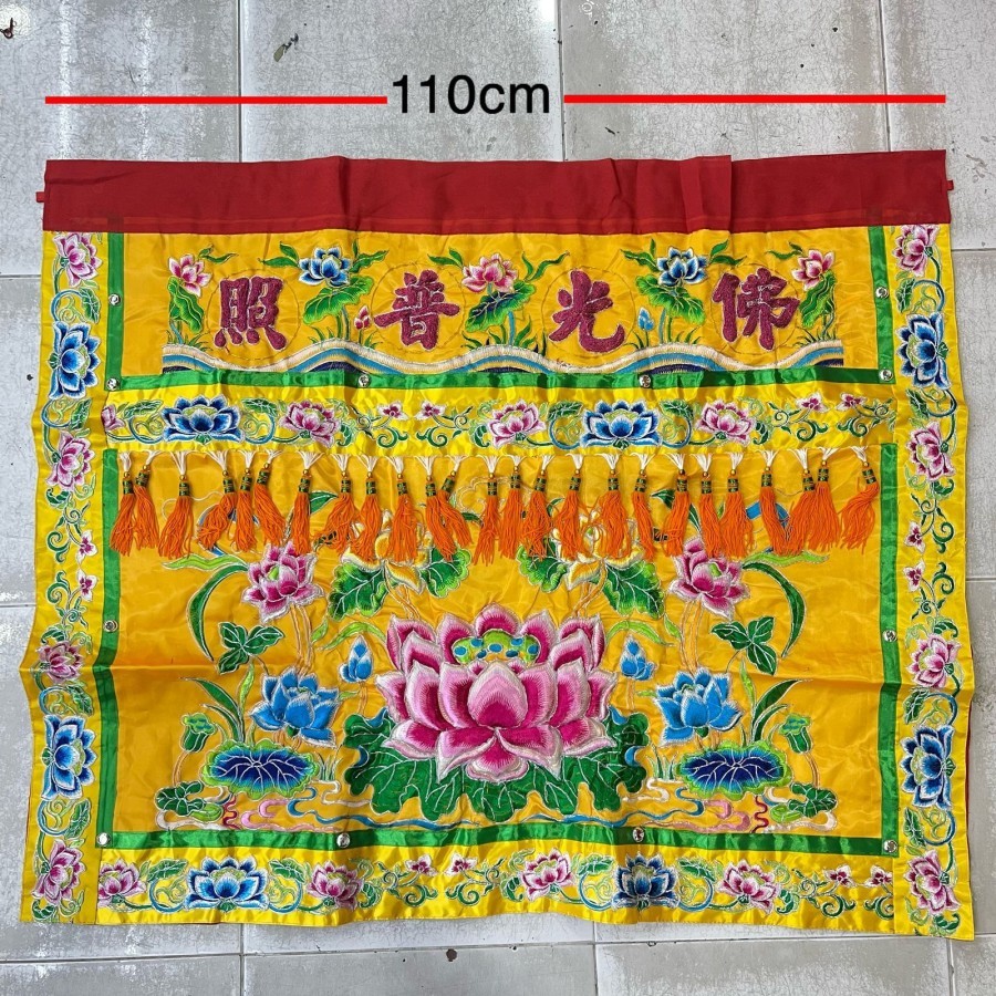 kain tokwi / kain penutup meja / Towi teratai full bordir 110 cm - l