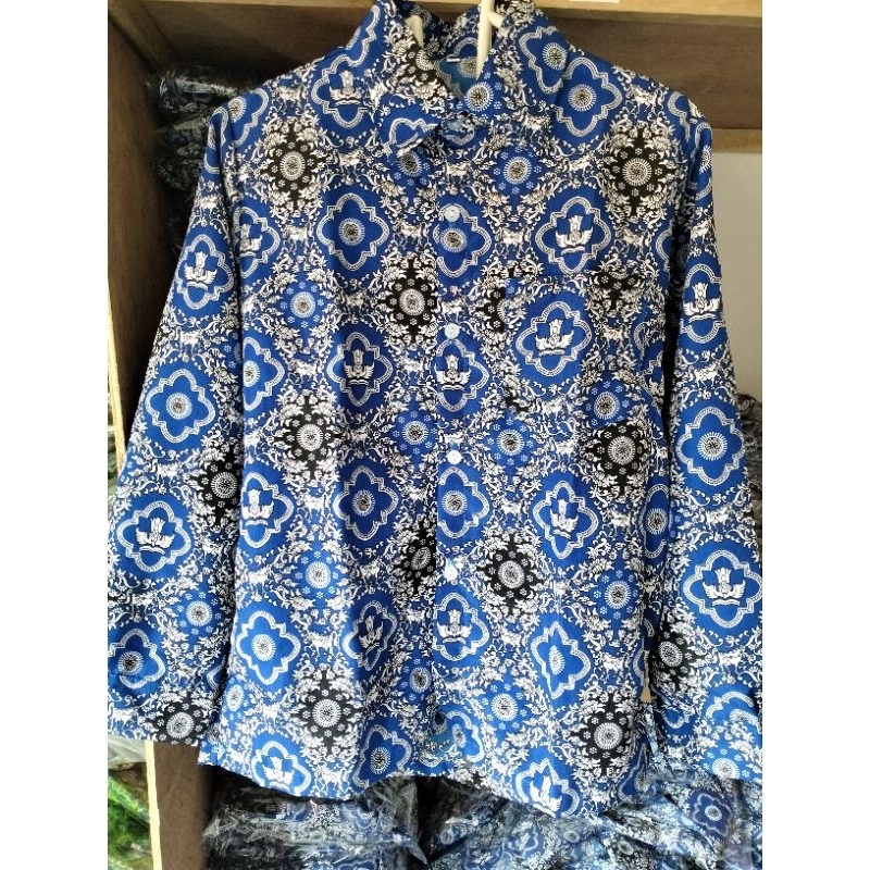 lop BATIK SMP NEGERI/BATIK SMP NASIONAL/BAJU SERAGAM BATIK KEMEJA SEKOLAH SMP MOTIF TINAS HARAPAN