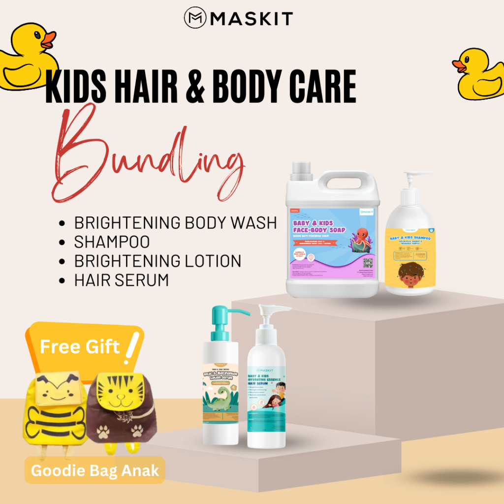 Bundling Hair & Body Care Baby & Kids - Sabun Mandi Body Wash Brightening, Shampoo Melembatkan Rambu