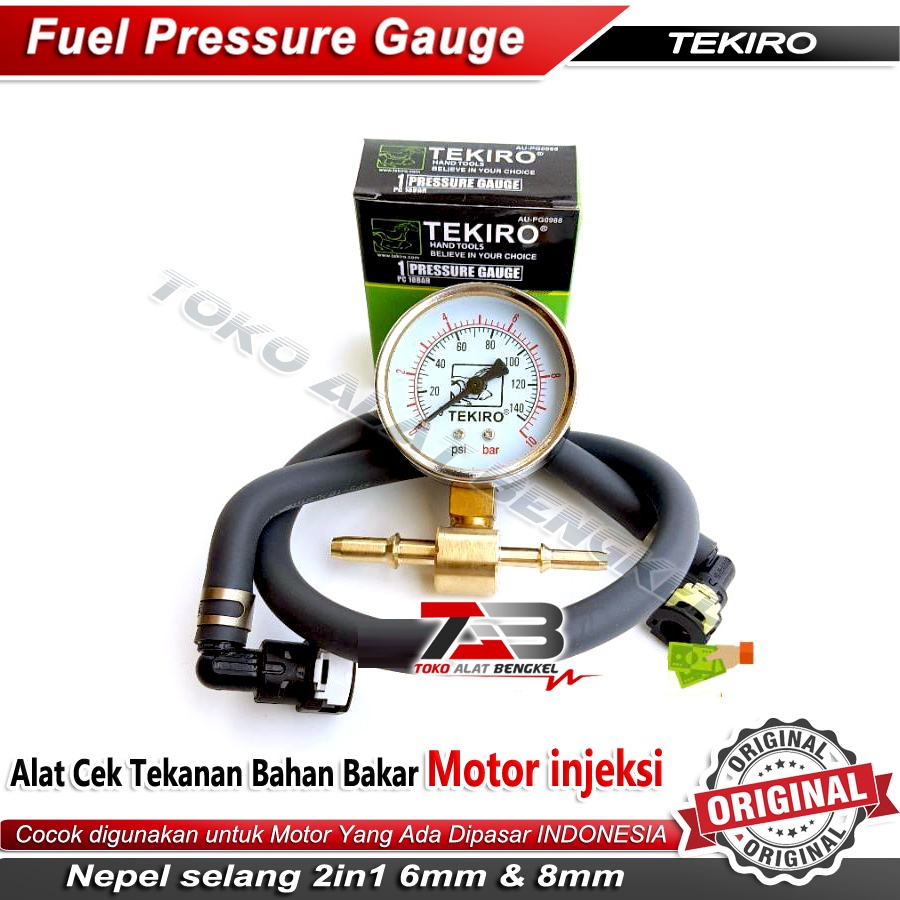 Fuel Pressure Gauge Tekiro - Alat Ukur Tekanan Pompa Bensin Motor Injeksi Universal Fuel Pump Tester