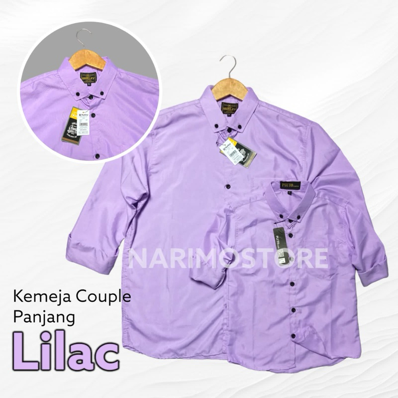 kemeja Couple ayah dan anak lengan panjang warna lilac | kemeja polos warna lilac