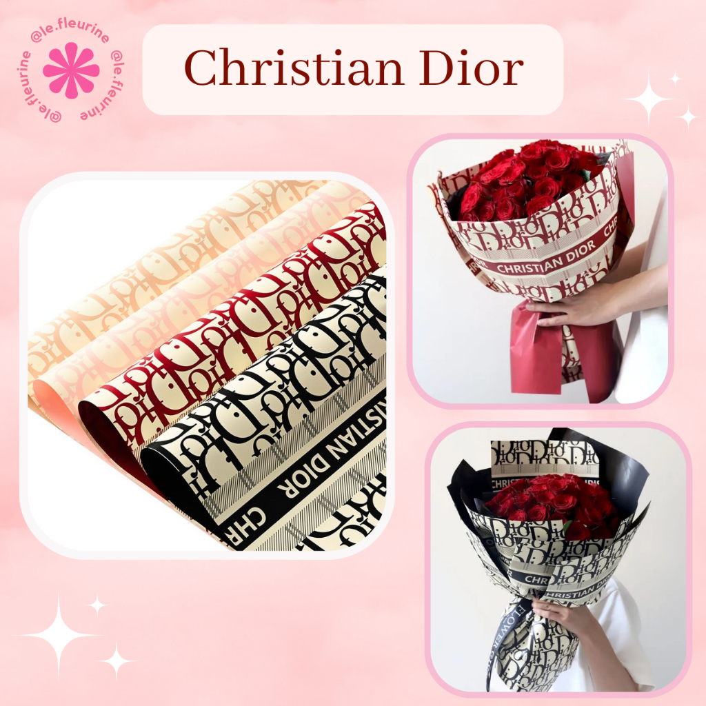 

Flower Wrapping Paper Christian Dior Pattern Cellophane Kertas Buket Motif Kotak Plaid Pop Up Bicolor White Glossy Waterproof Kertas Bungkus Bunga