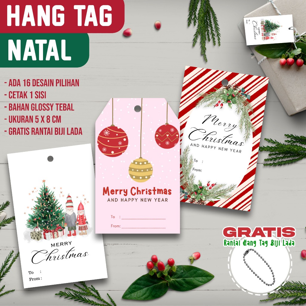 

ZEST PRINT | Hang Tag Natal - Hangtag Merry Christmas - Kartu Ucapan Natal dan Tahun Baru - GRATIS Rantai Biji Lada