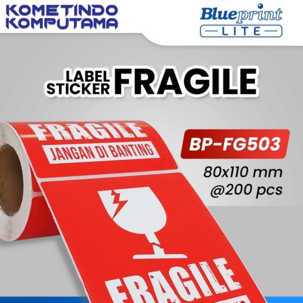 

FG503 80x110 Isi 200 FRAGILE BLUEPRINT Label Stiker Fragile Jangan Dibanting