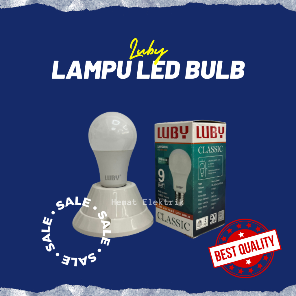Bohlam Lampu LED Bulb Luby Classic 9 Watt Cahaya Kuning Lampu Kamar Rumah Warna Kuning Terang Tahan 