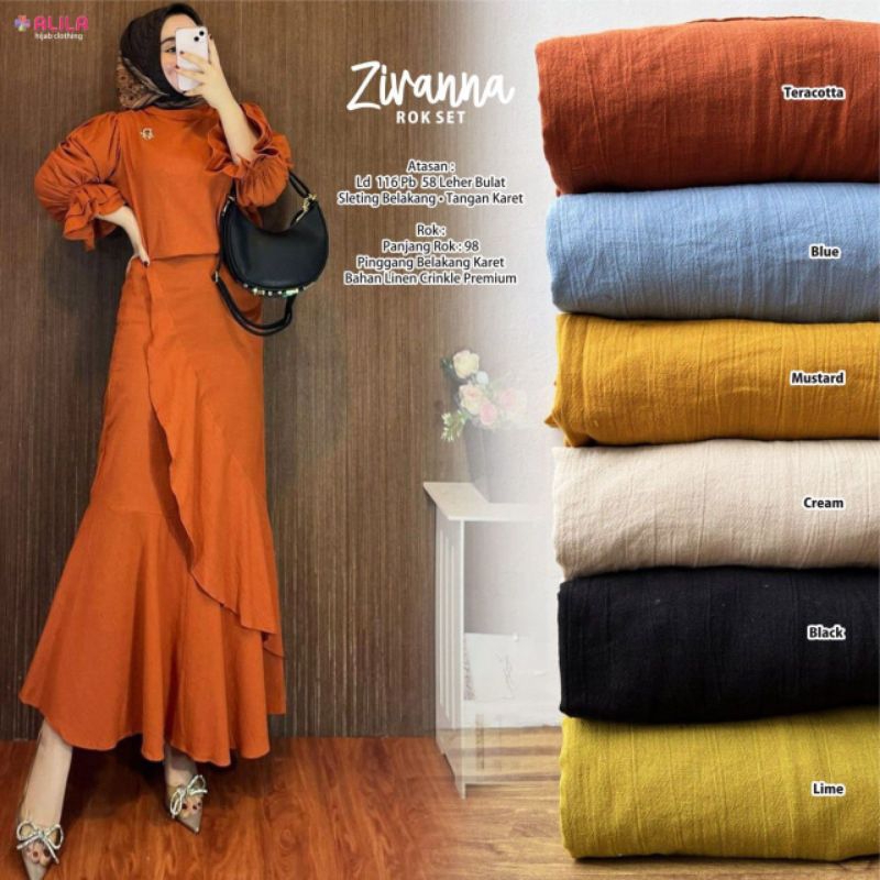 ZIVANNA ROK SET CRINCLE PREMIUM SET BLOUSE ROK SETELAN WANITA BY ALILA