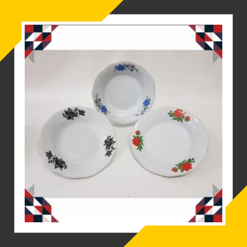 Terbaru Piring Porselin Rose 1 Lusin/Piring Makan Bunga/Piring Keramik Tebal Limited