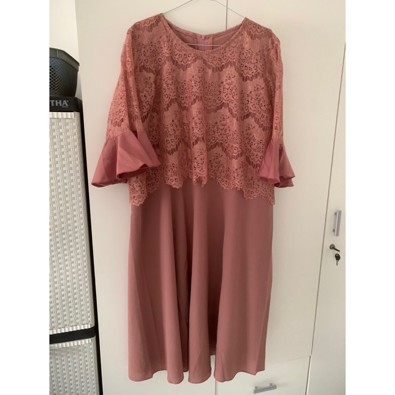 PL DRESS KOMBINASI BRUKAT JUMBO MAUVE