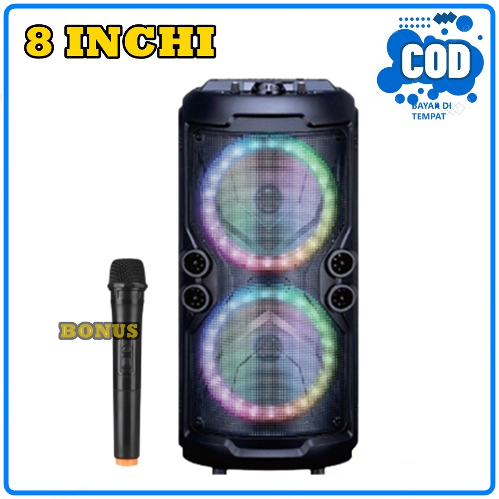 Speaker Portable Tanaka Diamond Wakanda 8 Inch Double + Mic Wireless