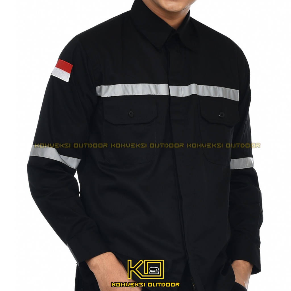 BEST SELLER BAJU KEMEJA SERAGAM ATASAN WEARPACK SAFETY K3 TAMBANG PROYEK LENGAN PANJANG - KEMEJA