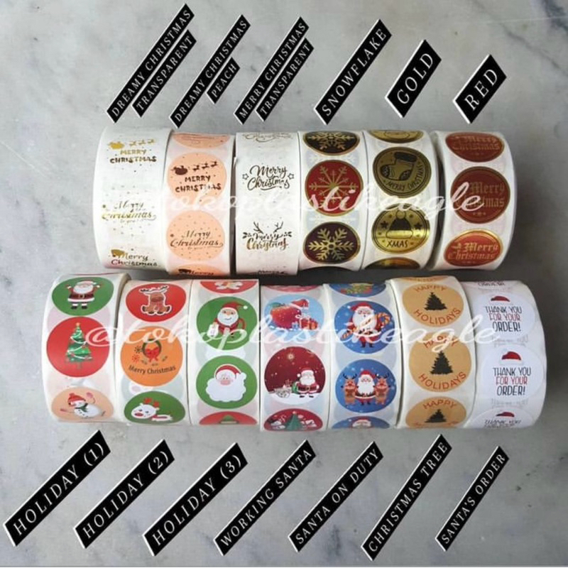 

[isi 500pcs] Sticker Bulat Natal Merry Christmas 2.5cm