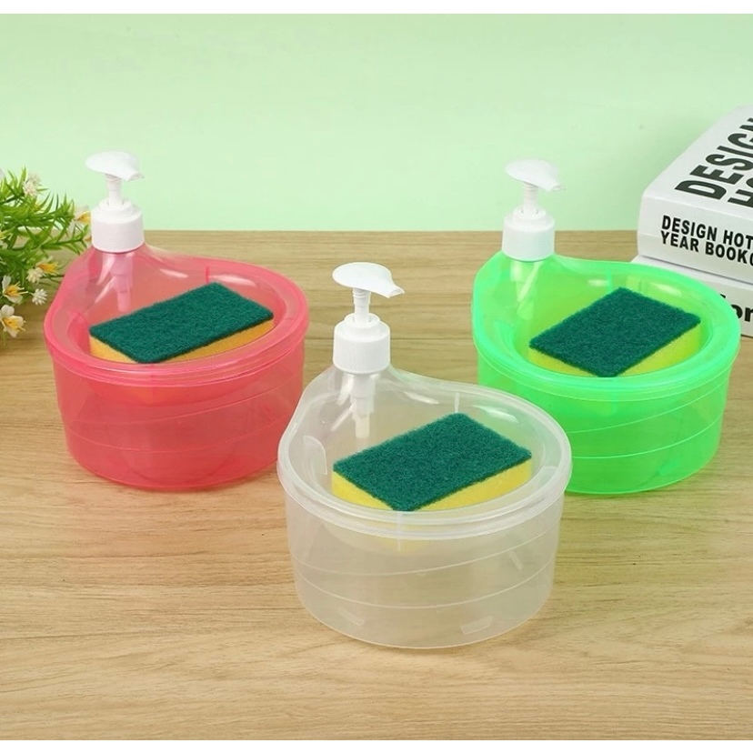 Dispenser Sabun Cair Botol Soap Pump dengan Spons Cuci Piring — 8