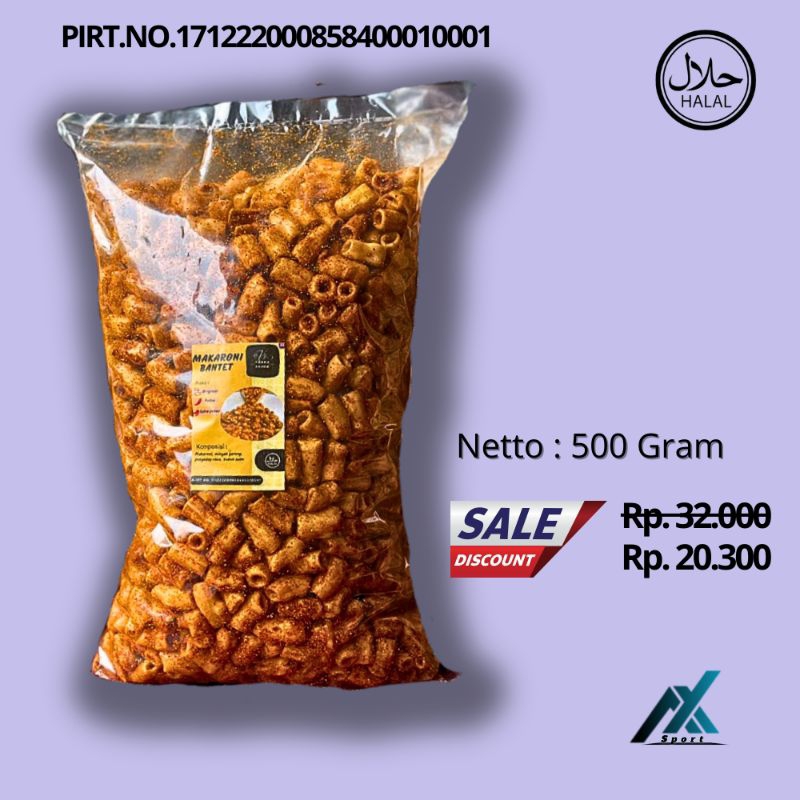 

ady78 MAKARONI BANTET BANTAT PEDAS KILOAN 1/2 KG KHAS TASIKMALAYA KRIWIL KERANG 500 GRAM