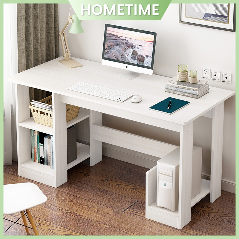 HOMETIME Meja Komputer Meja Gaming Meja Kantor Meja Belajar Meja Minimalis Putih