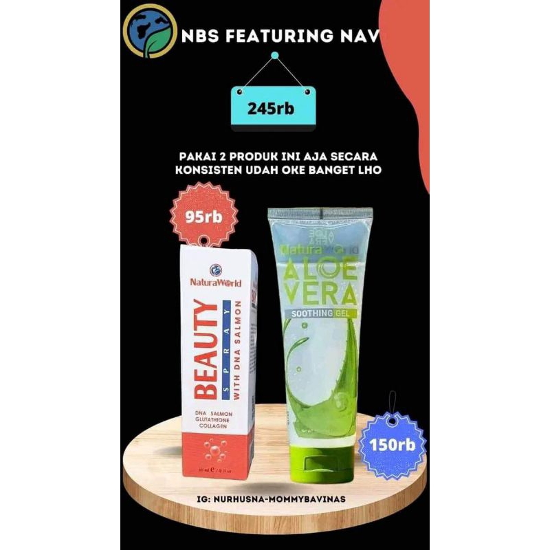 paket glowing by NaturaWorld natura beauty spray dan aloe vera shooting gel by NaturaWorld 100 % ori