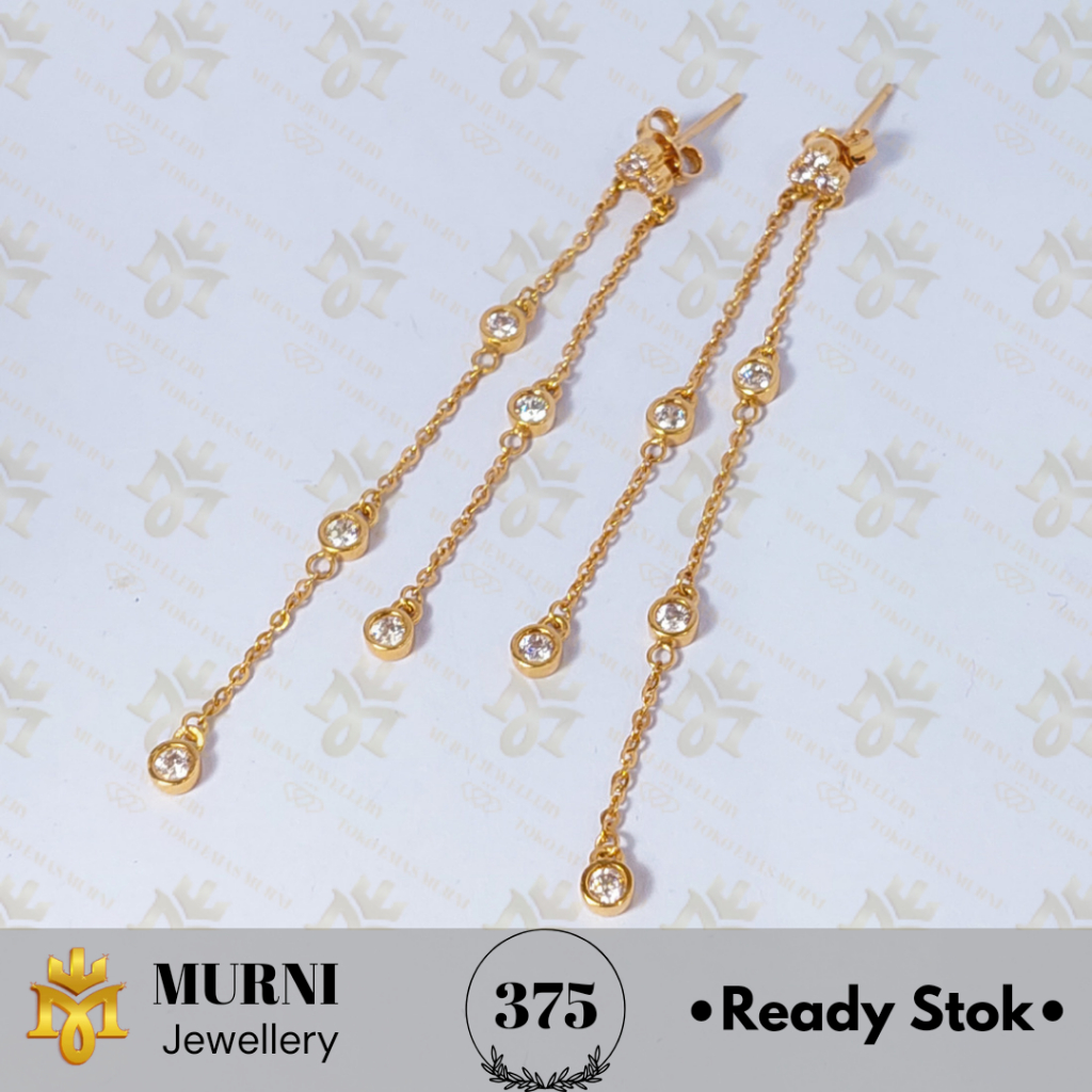 Anting Emas muda Asli 8K/375 Model Tusuk Rumbai - Toko Emas Murni