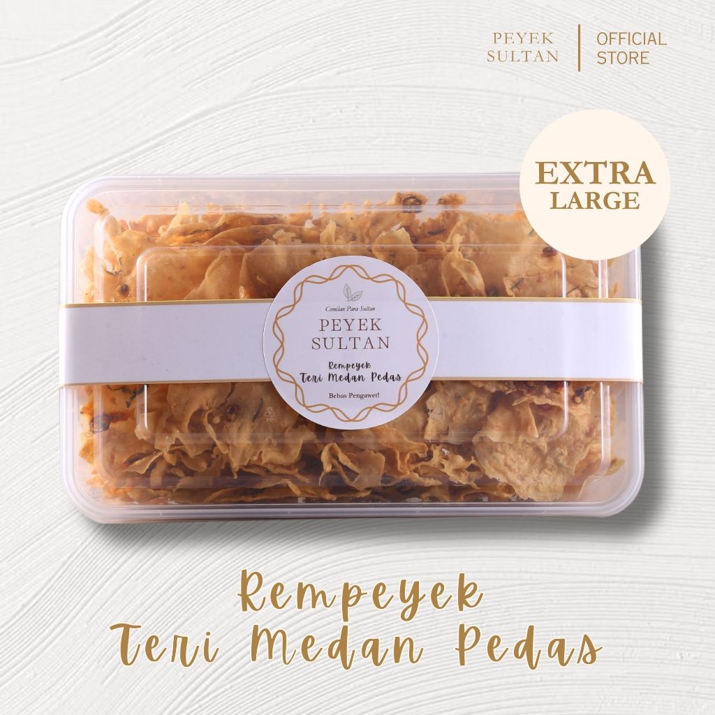 

PEYEK SULTAN - Rempeyek Teri Medan Pedas (Box - Large & Extra Large XL)
