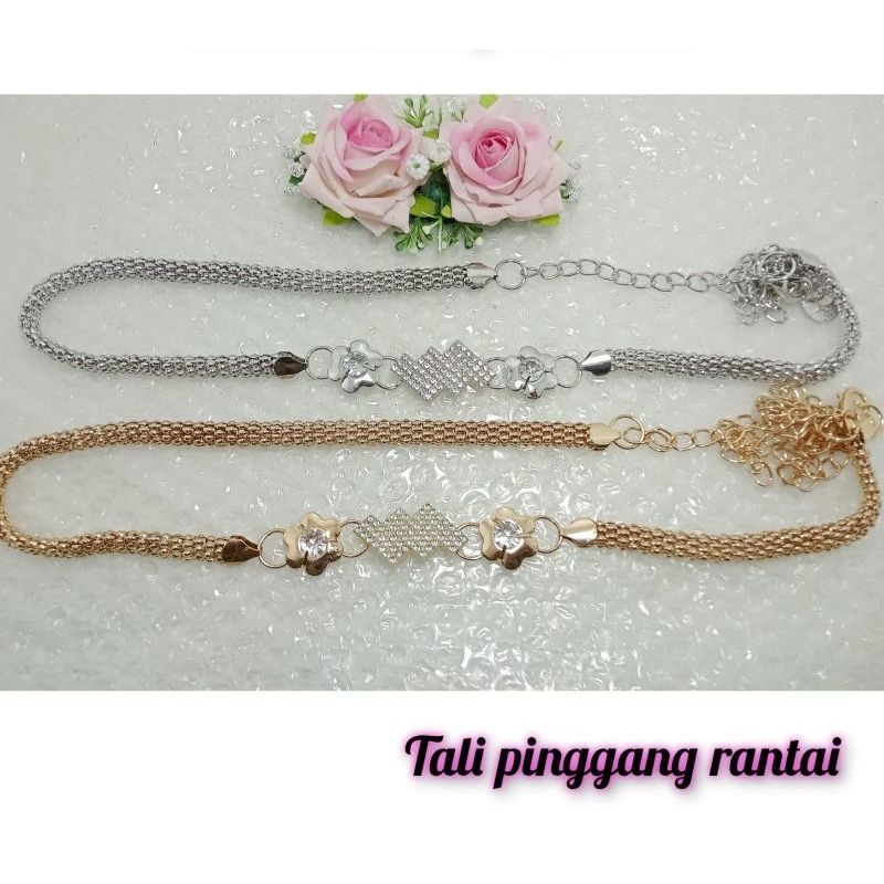 Tali Pinggal Rantai/Belt Wanita/Belt Kristal/Gold dan Silver