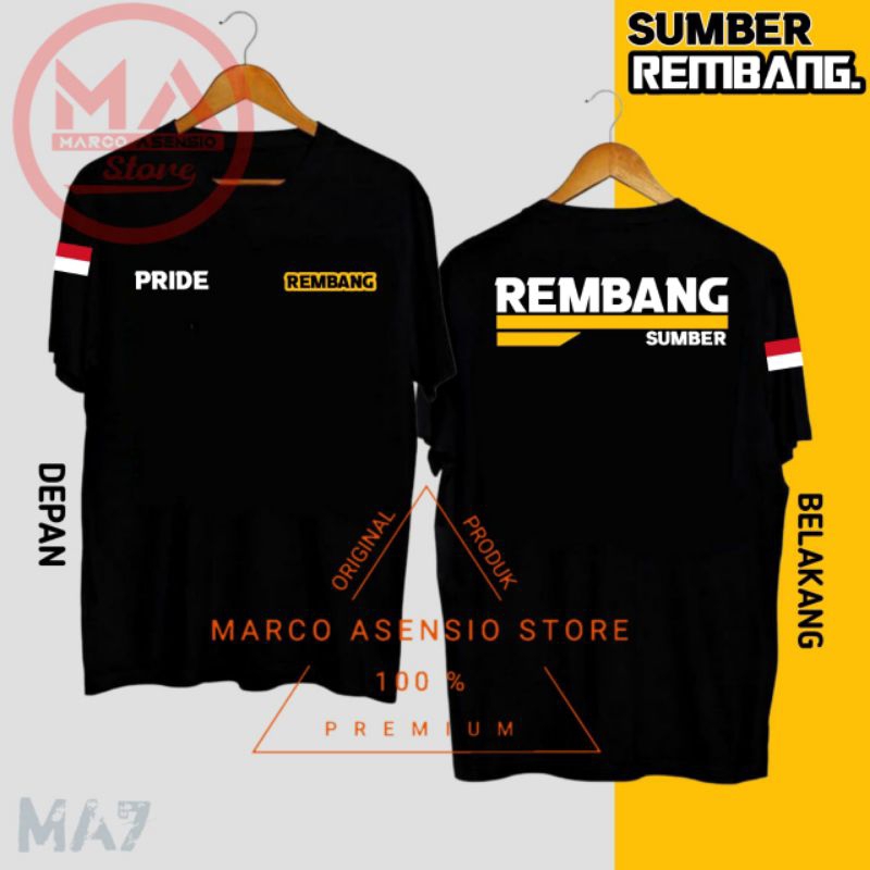 T-SHIRT KAOS HITAM PREMIUM DESAIN TULISAN PRIDE REMBANG | SUMBER BULU GUNEM KALIORI KRAGAN LASEM PAM