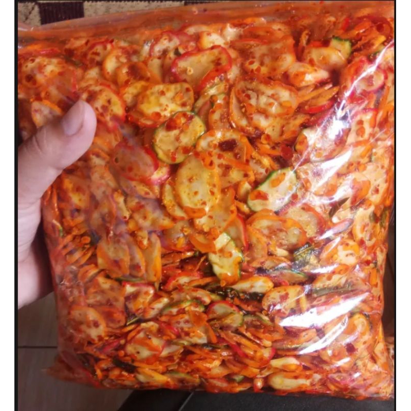 

Seblak kerupuk bawang pedas 1kg extra daun jeruk