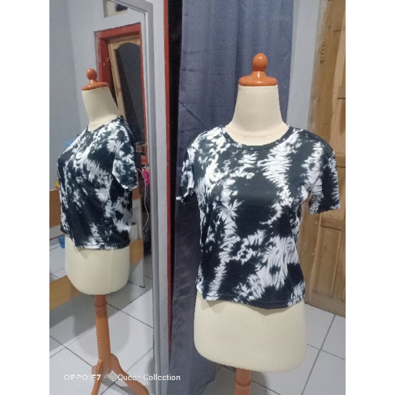 Crop Top Tie Die Lengan Pendek || Kaos Murah