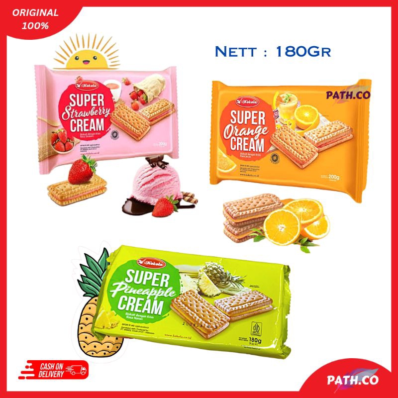 

Kokola Biscuit Super Cream 180gr | Biskuit Kokola Super Cream Rasa Strawberry / Orange Jeruk / Pineapple Nanas 180 Gram