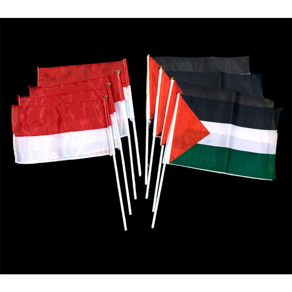 Sepasang bendera pawai palestina dan indonesia bendera tangan bendera kecil palestina