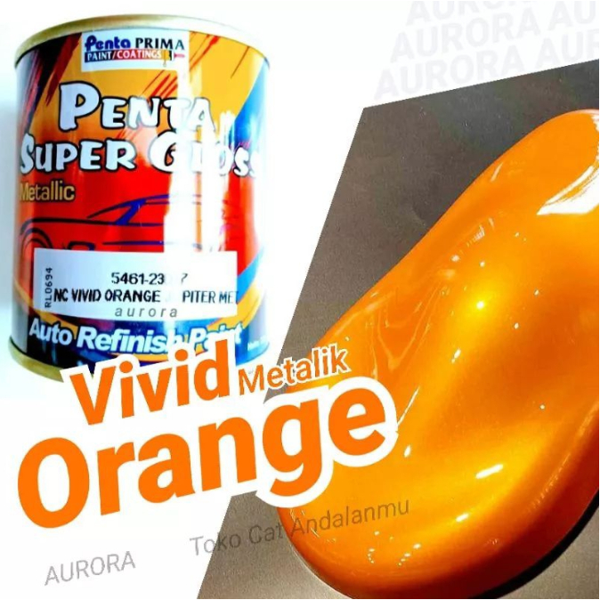 Cat Penta Super Gloss NC Vivid Orange Jupiter Met Vivid Orange Metalik 200ml | sepeda motor mobil du