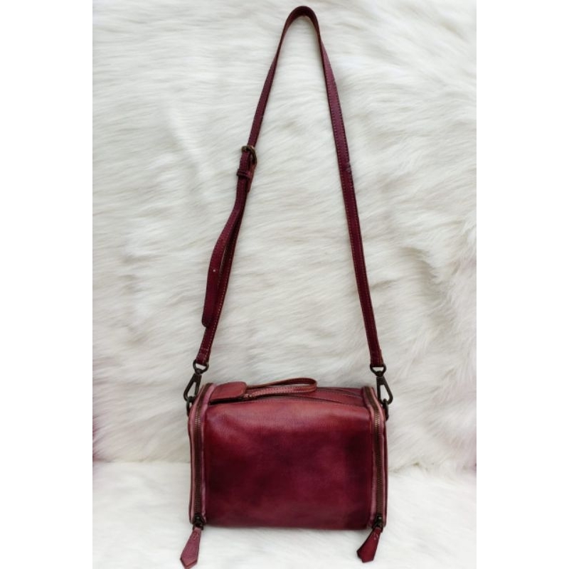 Tas Maroon Selempang Wanita Kulit Asli