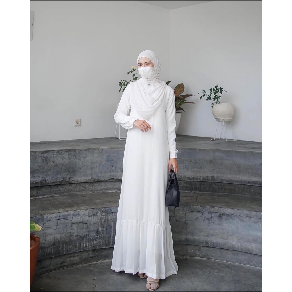 QS : [BISA COD] BAYAR DITEMPAT BAJU MUSLIM WANITA DEWASA REMAJA GAMIS POLOS WARNA PUTIH YURI BROKEN WHITE SERIES DRESS |GAMIS POLOS PUTIH | size S M L XL fashion muslim terbaru matt SHAKILA HQ BEST SELLER fashion muslim wanita