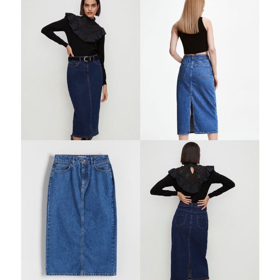 Zara Midi Denim Slit Skirt