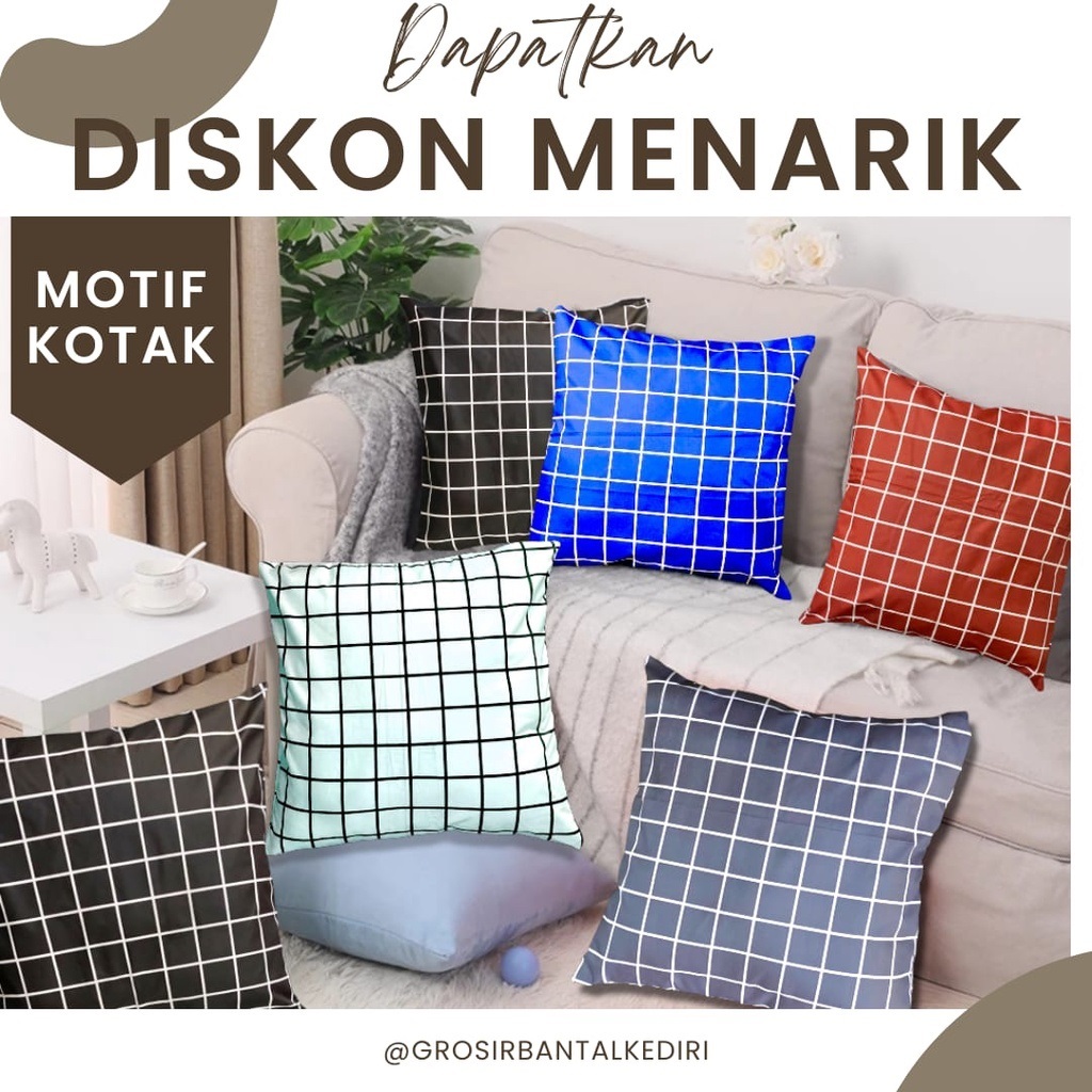 Sarung Bantal Sofa 40x40 Minimalis motif kotak