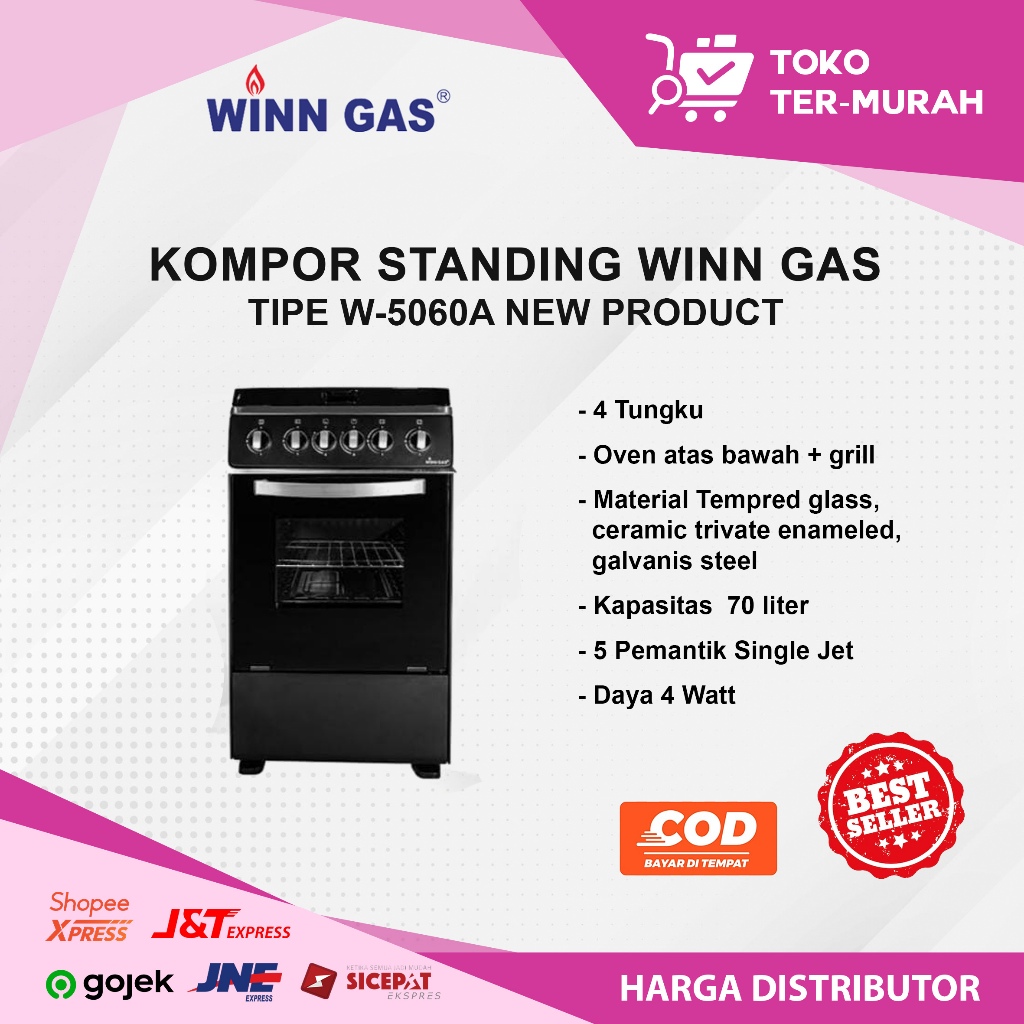 WINN GAS W 5060 A KOMPOR STANDING W-5060A NEW PRODUCT KOMPOR OVEN KOMPOR OVEN 4 TUNGKU WINN GAS W 50